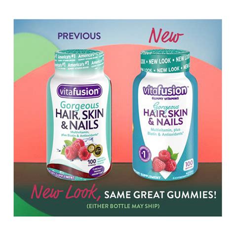 Vitafusion Hair Skin And Nail Multivitamin Gummies Natural Raspberry