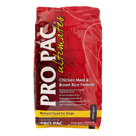 Pro pac is a premium pet food brand that focuses on real meat as the number one ingredient. Pro Pac Ultimates Chicken Meal & Brown Rice Formula Dry ...