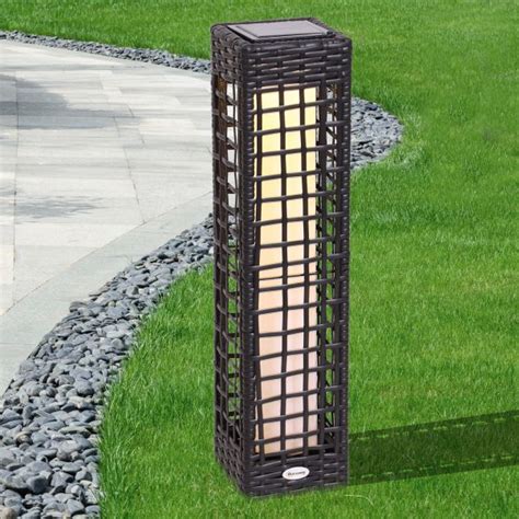 Outsunny Rectangular Rattan Automatic Solar Led Garden Lamp