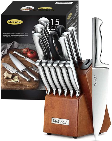 Mccook Mc29 Knife Block Set 15 Pieces Stainless Steel Kitchen Cutlery