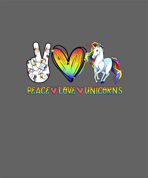 Peace Love Unicorn Hippie Style Awesome Digital Art By Felix Pixels