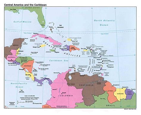 Map Of Central America Central America And The Caribbean Political