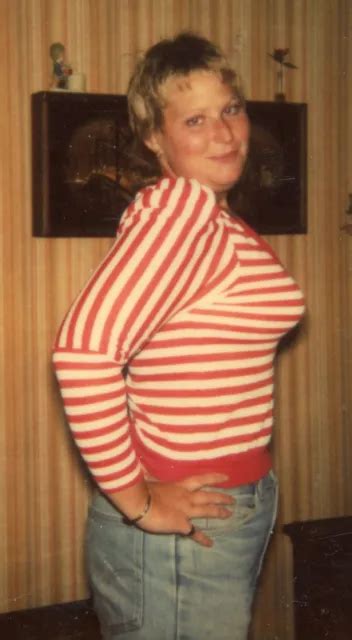 S Original Polaroid Amateur Pinup Sexy Busty Blonde In Tight