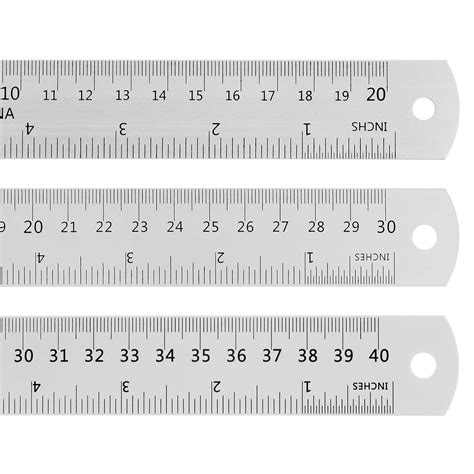 Harfington 3pcs Stainless Steel Ruler 8 Inch 20cm And 12 Inch 30cm And 16