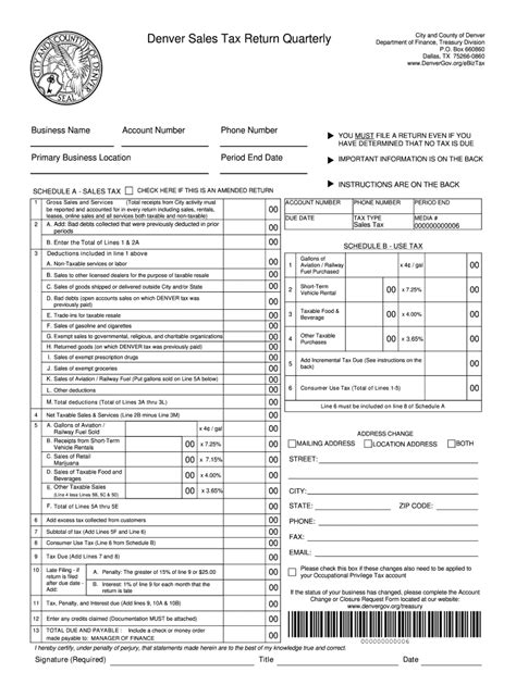 Tx Sales Tax Return Quarterly Form Denver City And County Fill Out Tax Template Online Us