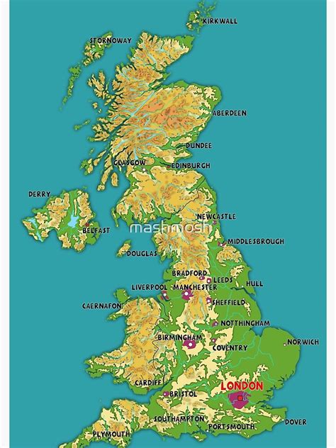 Cuaderno De Espiral Mapa F Sico Del Reino Unido Mapa Topogr Fico Del