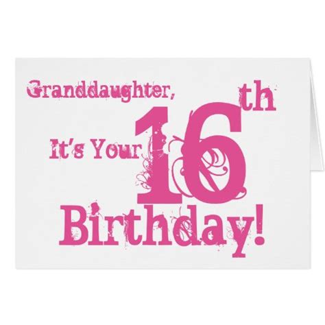 Granddaughters 16th Birthday In Pink Card Zazzle