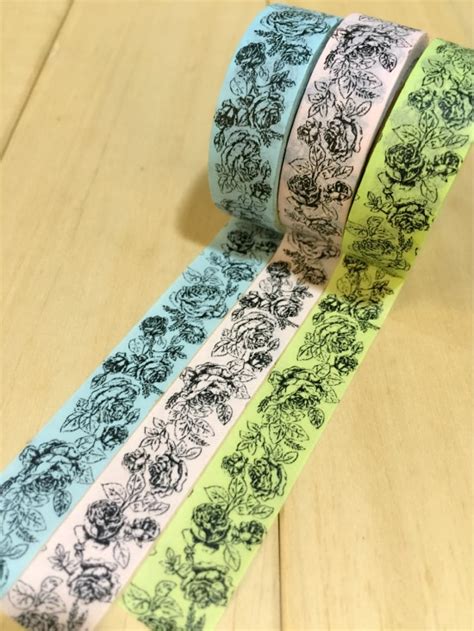 lovely 15mm 10m high quality washi paper tape 3colors rose masking japan washi tape tape measure