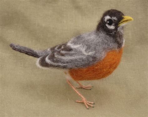 Needle Felted American Robin First Bird Of Spring Made To Etsy
