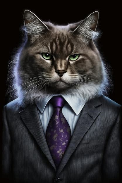 Premium Photo A Cat In A Suit That Has A Tie That Sayscaton It