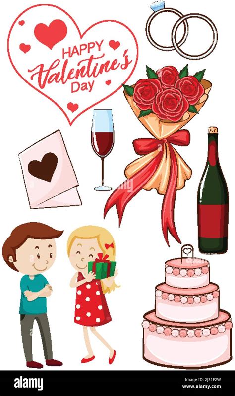Valentine Theme With Lovers And Cake Illustration Stock Vector Image