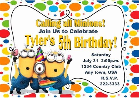 Minions Birthday Party Invitation Best Of Despicable Me