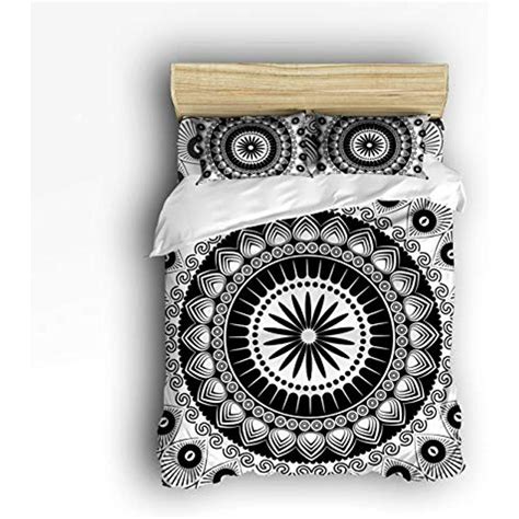 Art Decor Home Simple Floral Mandala Patternblack And White 4 Piece