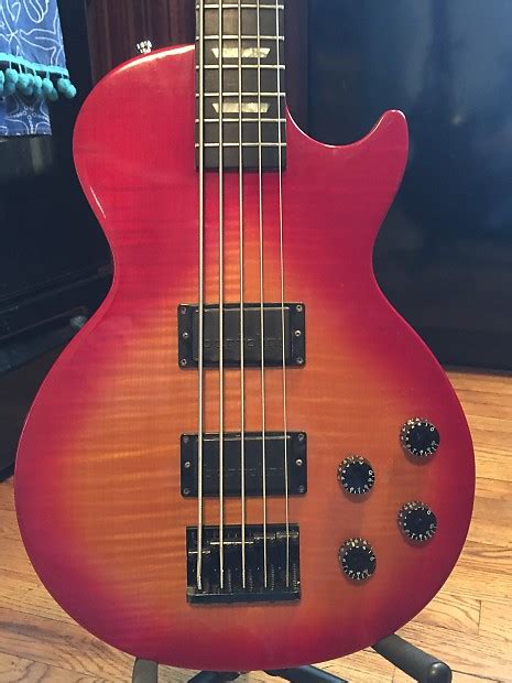 Gibson Les Paul 5 String Bass 1993 Aged Cherry Burst Reverb