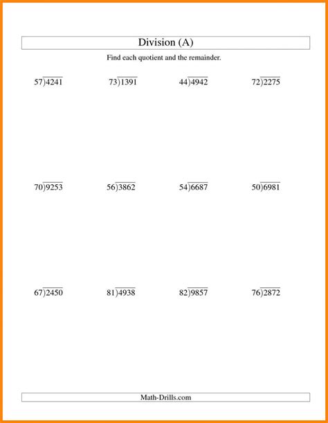 Division Worksheets With Remainders As Decimals