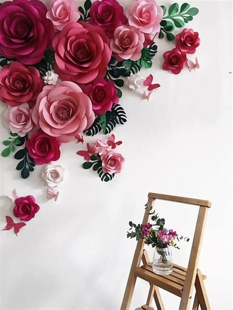 Paper Flower Backdrop Paper Flower Arch Paper Floral Etsy Hanging