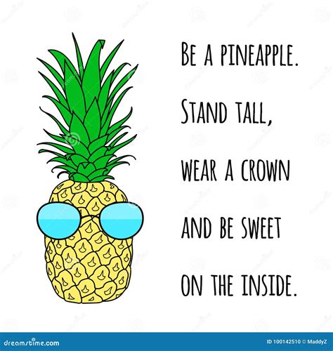 Motivational Quote On Print With A Pineapple Poster With Summer Fresh