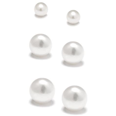 Marisol And Poppy Pearl Trio Studs Set In Sterling Silver For Women