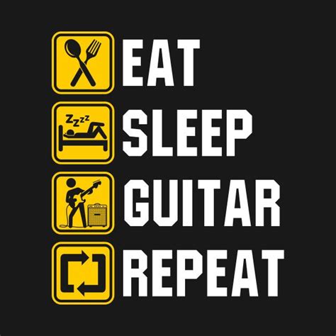 Eat Sleep Guitar Repeat By Crabmetalitees Tshirt Printing Design