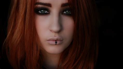 sexy pierced blue eyed long haired red hair teen girl wallpaper 5098 1600x900 wallpaper