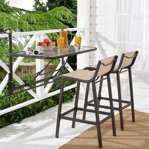 Mainstays Crowley Park 3 Piece Outdoor Bar Set With Fold Down Table