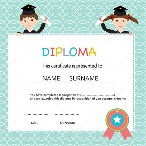 Certificado De Diploma De Niños Preescolar Plantilla De Jardín De