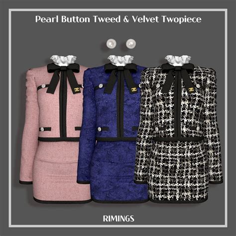 Rimings Rimings Pearl Button Tweed And Velvet Twopiece And Sims 4