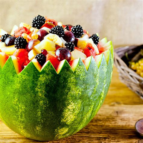 Homemade Watermelon Fruit Basket Healthy Dessert Or Side Dish