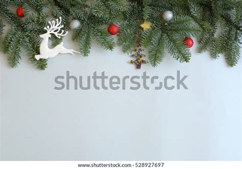Christmas Background Pine Tree Branches Stock Photo 528927697