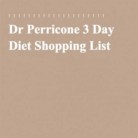 Dr Perricone 3 Day Diet Shopping List Detoxdiet