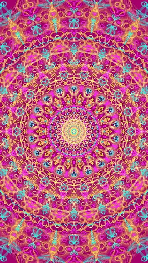 Pink Mandala Abstract Blue Colorful Desenho Flower Pattern