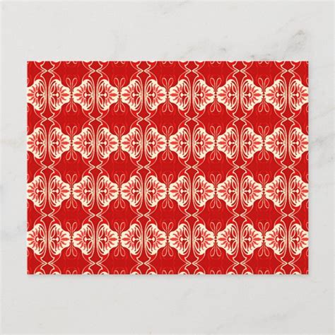 Art Deco Wallpaper Pattern Red And White Postcard Uk