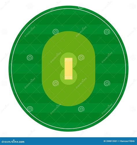 Cricket Field Markings Lines With Grass Playground Top View Sports