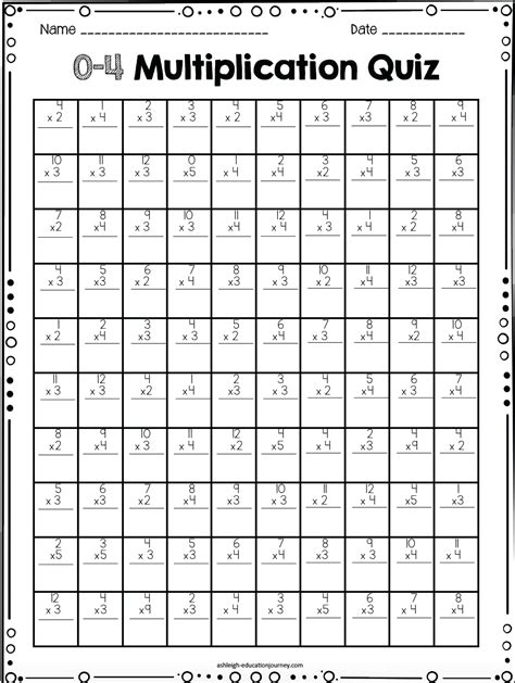 Printable 100 Multiplication Facts Timed Test