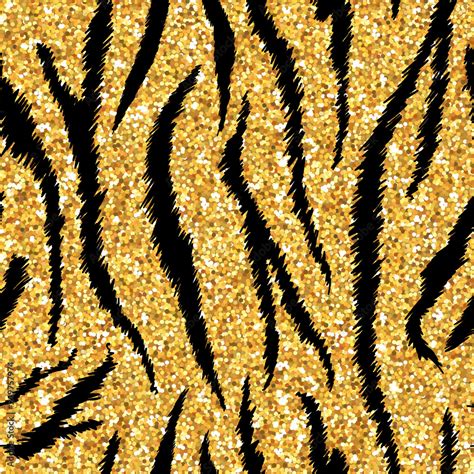 Tiger Texture Seamless Animal Pattern Striped Golden Glitter Luxury