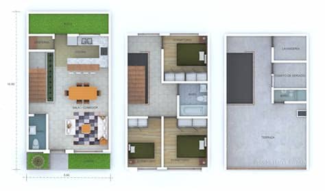 % planos de casas para todo tipo de construcciones. Idea para construir casa en lote pequeño