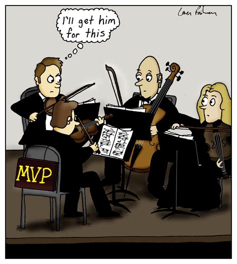 Cartoon First Violinist With An Mvp Sign On His Chair Humoresque Cartoons Mvp Cartoon