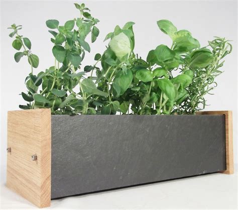 Window Herb And Flower Planter Box Oak And Slate