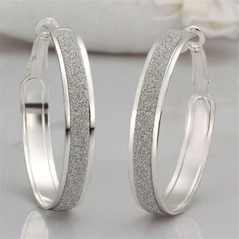 Womens Classic 925 Sterling Solid Silver 175 Medium Size Round Hoop