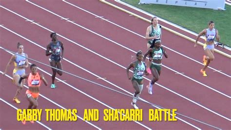 sha carri richardson looses to gabby thomas 2023 national championships women s 200m finals