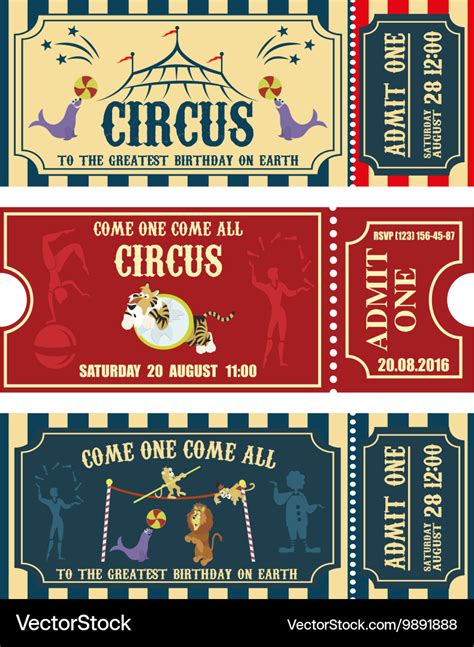 Vintage Circus Banner Collection Ticket Royalty Free Vector