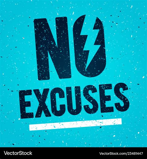 No Excuses Fitness Gym Motivation Quote Poster Vector Image