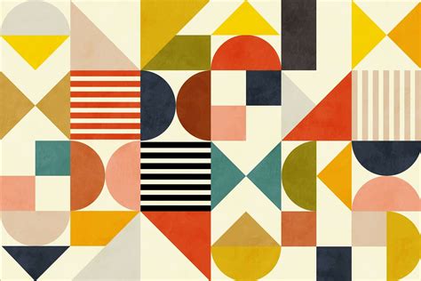 Buy Bauhaus Playfull Geometric Wallpaper Happywall