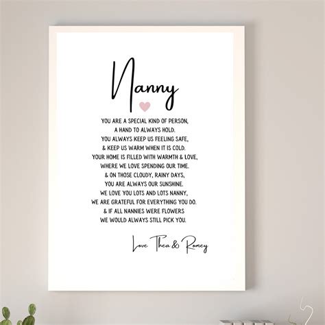 Nanny Nanna Grandma Nan Poem Print Personalised With Etsy Uk Nan