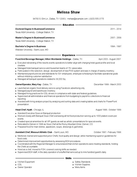 Cv simili food beverage manager: Food And Beverage Manager Resume Examples and Tips - Zippia