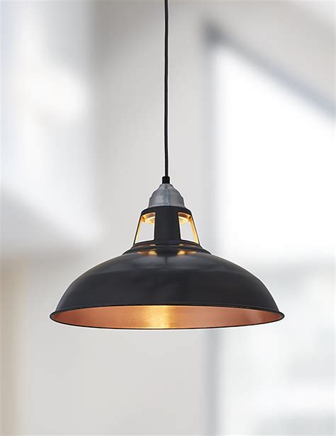 Industrial Vintage Old Factory Dark Pewter And Copper Pendant Light By I