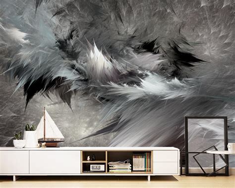 Beibehang Custom Wallpaper Nordic Abstract Art Black And White Feather
