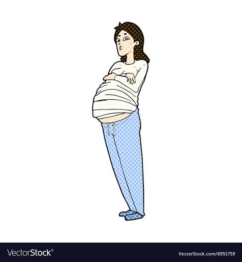 Comic Cartoon Pregnant Woman Royalty Free Vector Image