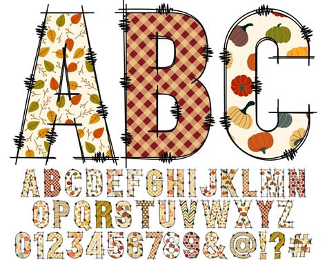 Autumn Fall Clipart Alphabet Png Doodle Alphabet Clip Art Etsy