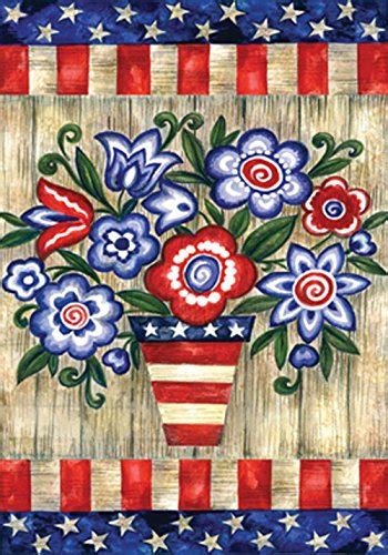 Toland Home Garden 118228 Patriotic Flowers Patriotic Flag 12x18 Inch